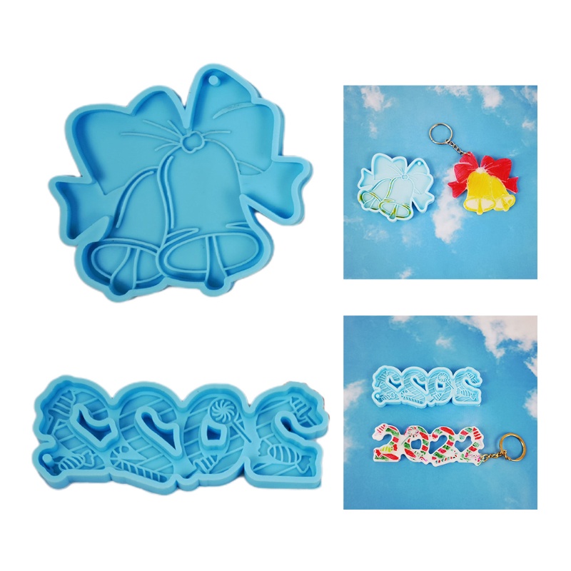 Siy Cetakan Resin Epoksi Bentuk Gantungan Kunci Natal Bahan Silikon Untuk Kerajinan Tangan Diy