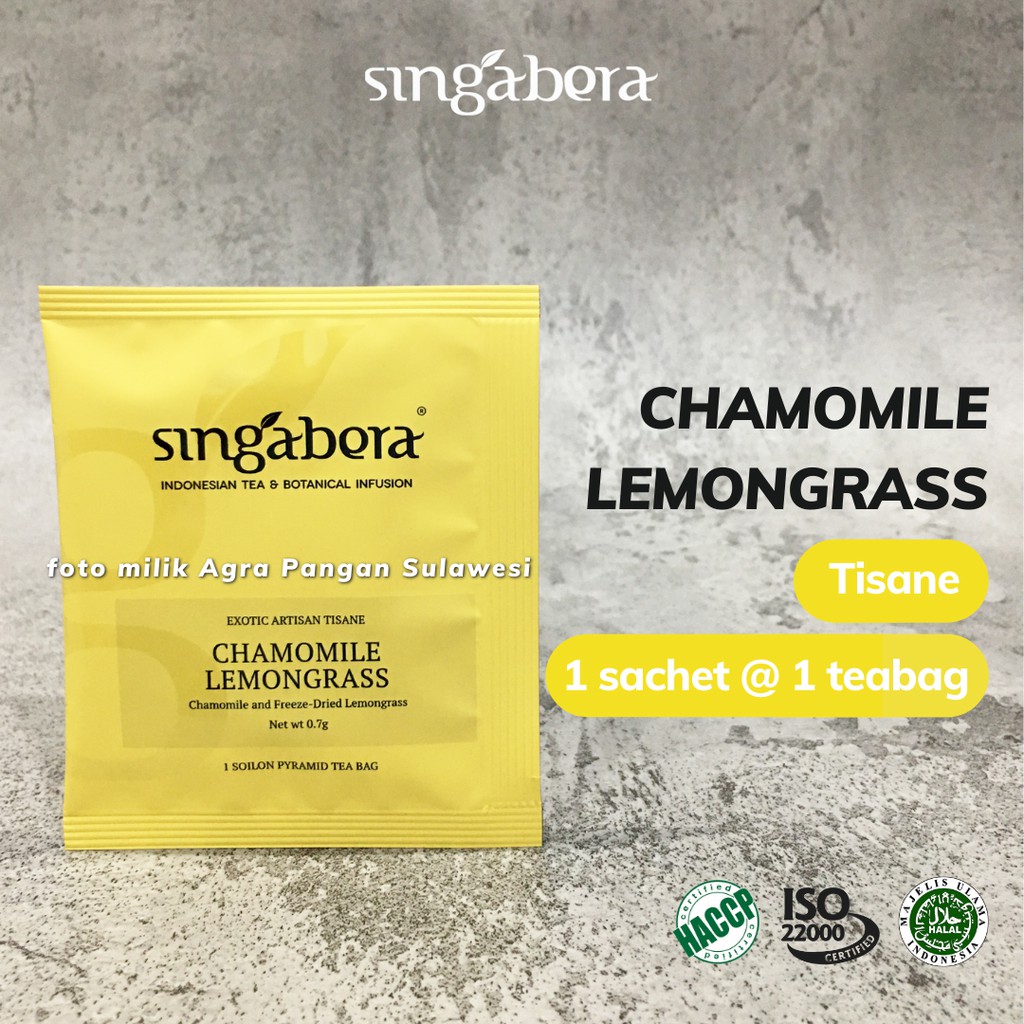 

Chamomile Lemongrass Tea Singabera Teh Celup Bunga Kamomil Sereh Premium Artisan Tisane Flowers Cafe