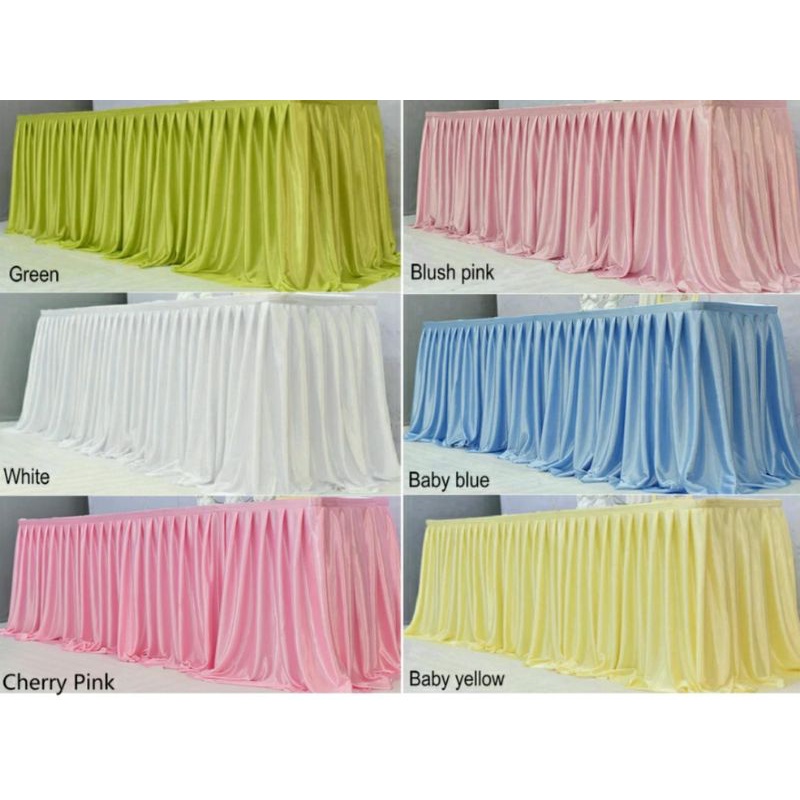 DEKORASI MEJA/ROK MEJA DEKORASI PRASMANAN SUDAH DI REMPEL/GELOMBANG KAIN FILAMIN TINGGI 75cm lebar 5