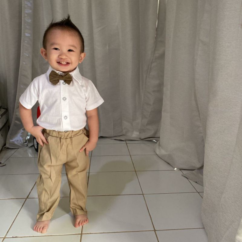 Setelan Jas Vest Pesta Rompi Anak laki laki Rompi ukuran besar 2~4.5 th Tuxedo Dasi Panjang Katun Fashion Kids Trendi