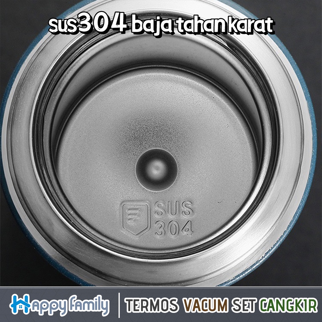 Happy Family Termos Free Cangkir Set Premium / Botol Minum Termos 500ml Vacuum Cup Stainless