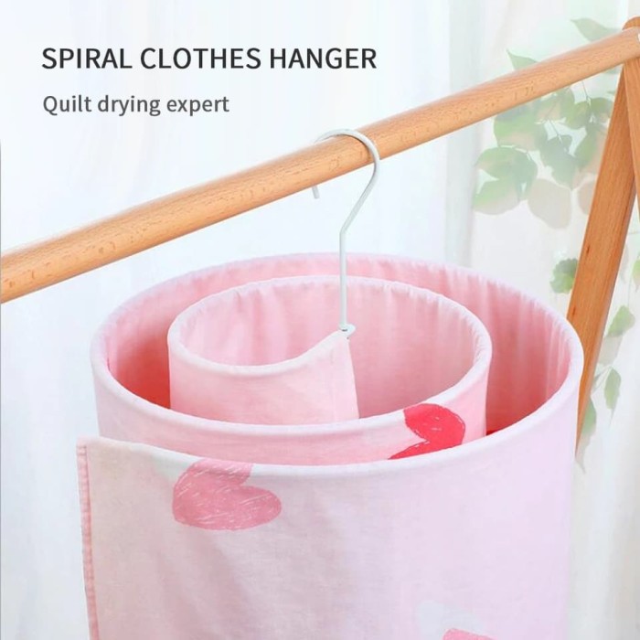 Gantungan Selimut Stainless Steel Hanger Spiral Gantungan Jemuran Sprei Handuk Selimut Multifungsi Jemuran Spiral