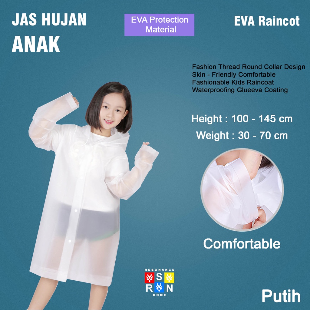 Jas Hujan Anak Phonco Transparant | Eva Raincot for Kids | Resonance Home