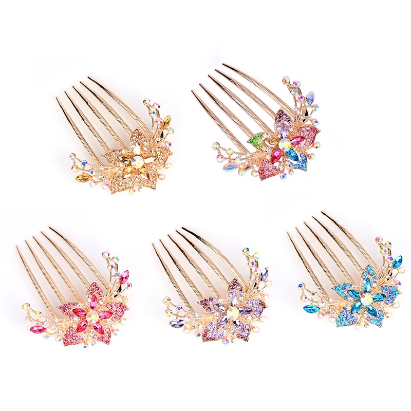 1Pc Fashion All-match Alloy Diamond Insert Hair Comb Women's Wedding Accessories