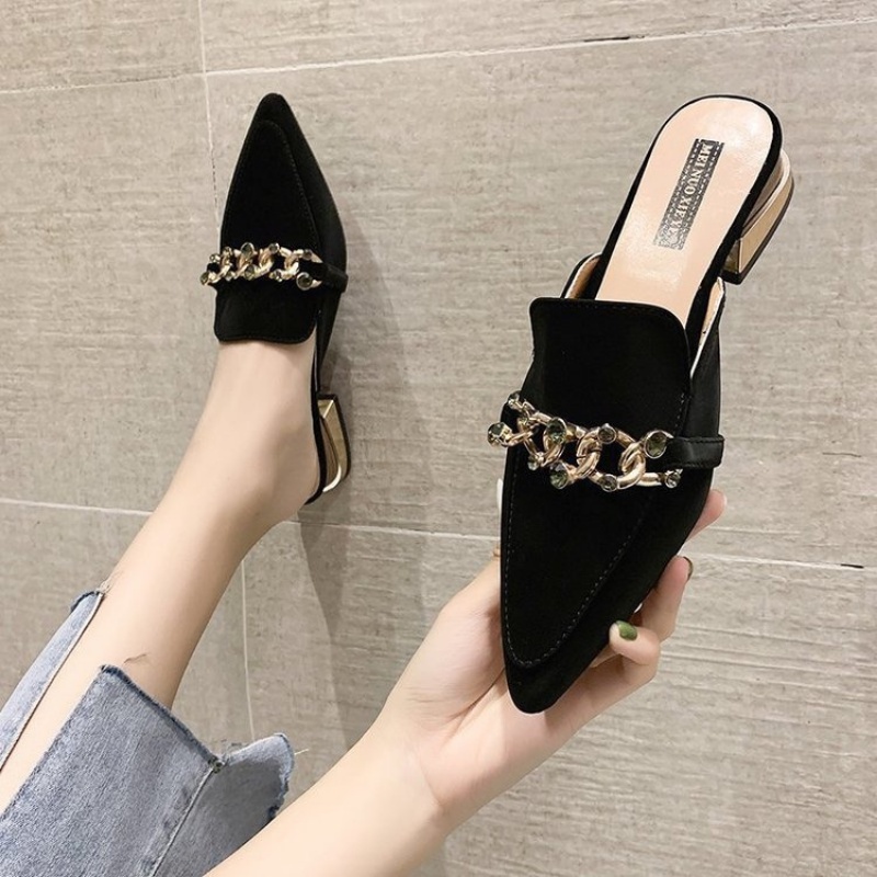 [✅BISA COD] Sandal Wanita Import Chain Slip On 10777