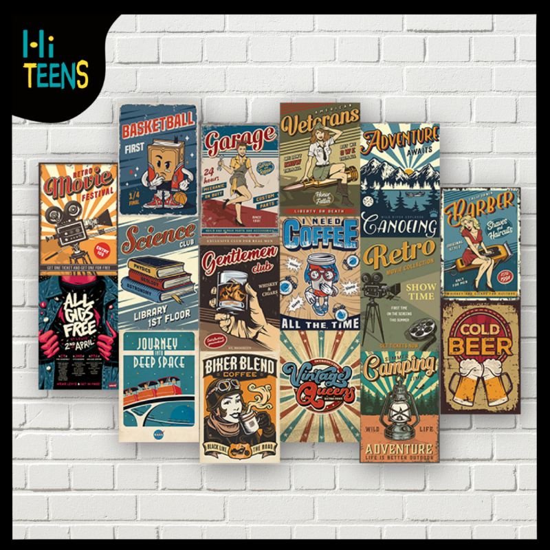 Jual Poster Dinding Aesthetic Retro Wall Collage || Wall Poster ...