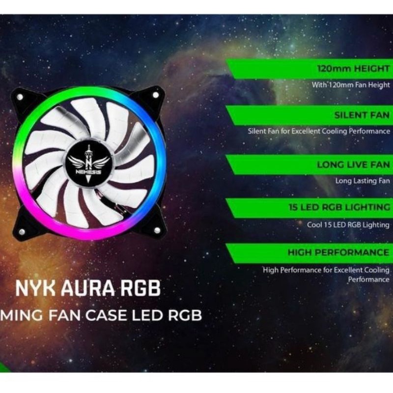 Fan Aura RGB 12Cm Silent /CPU Cooler 12Cm Nyk Aura RGB