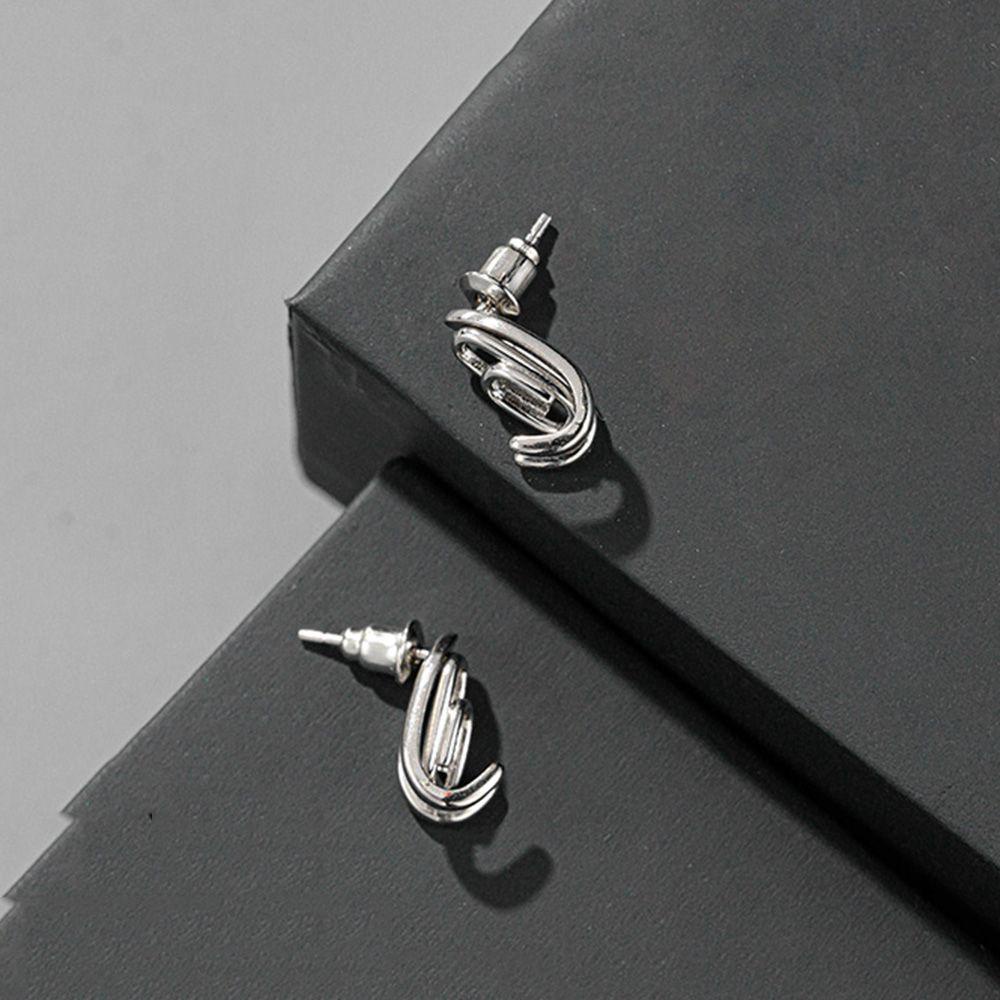 NEEDWAY Pin Stud Earrings Kreatif Vintage Punk Safety U-shaped Gaya Korea