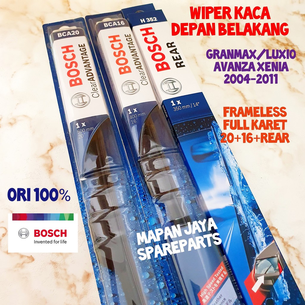 BOSCH WIPER DEPAN &amp; BELAKANG - AVANZA / XENIA (2004-2011) FRAMELESS PISANG