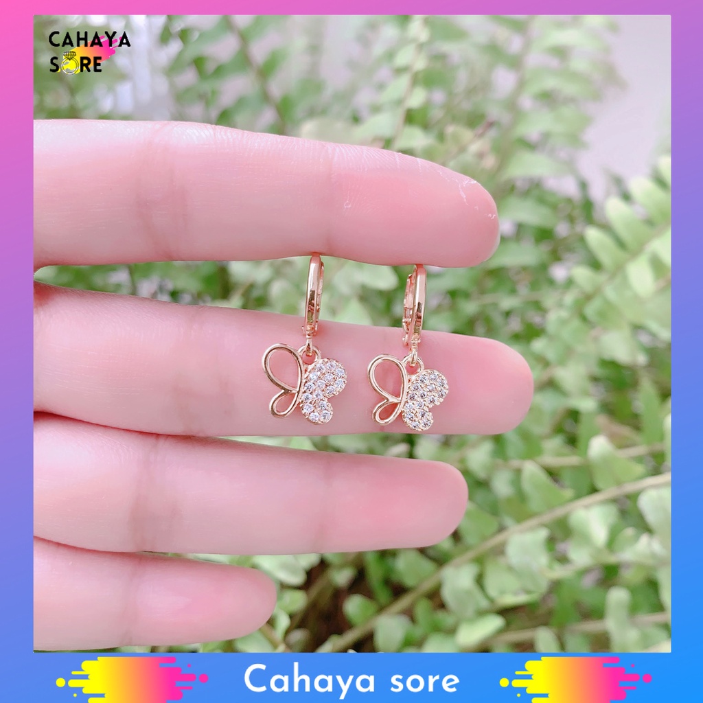 Anting Xuping Gold Anting Dewasa Model Clip Permata Love AD35