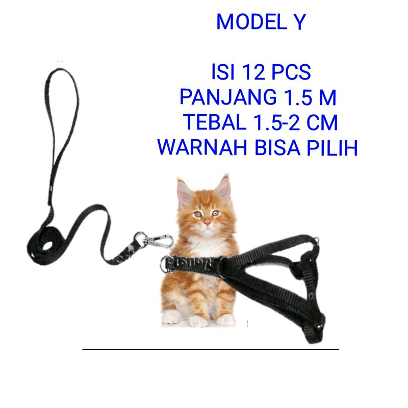 HARGA GROSIR TALI KUCING MODEL Y HARNESS Y KUCING ISI 12 PCS HEMAT ONGKIR WARNA BISA PILIH