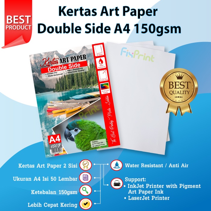 Kertas Art Paper Double Side A4 150gsm Photo Paper 150 gram A4  For Printer Canon Epson HP