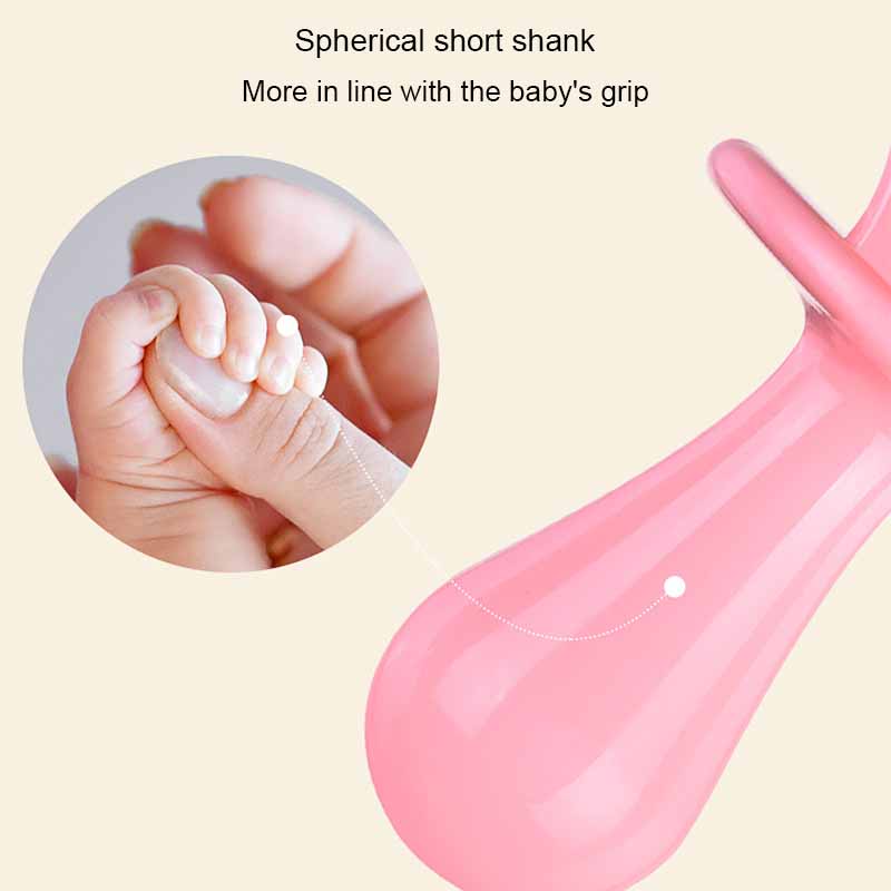 2Pcs/set Sendok + Garpu Bayi Gagang Pendek Untuk Bayi / Alat Makan Bayi / Sendok Dan Garpu Bayi-Won