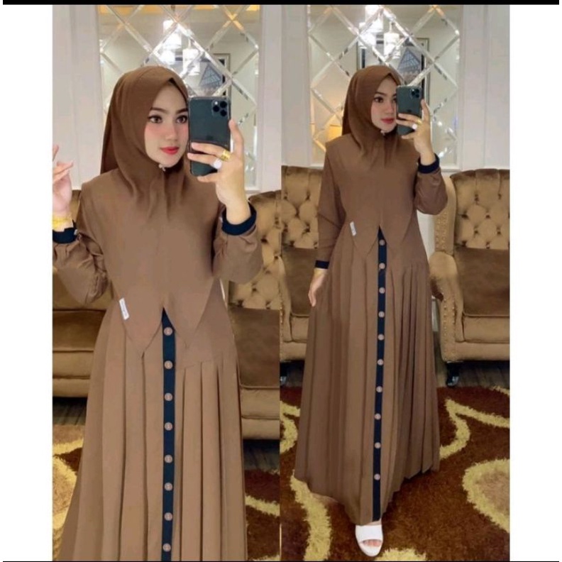 Gamis busui  elisa wanita muslim polos jersey lemonskin elisia dress