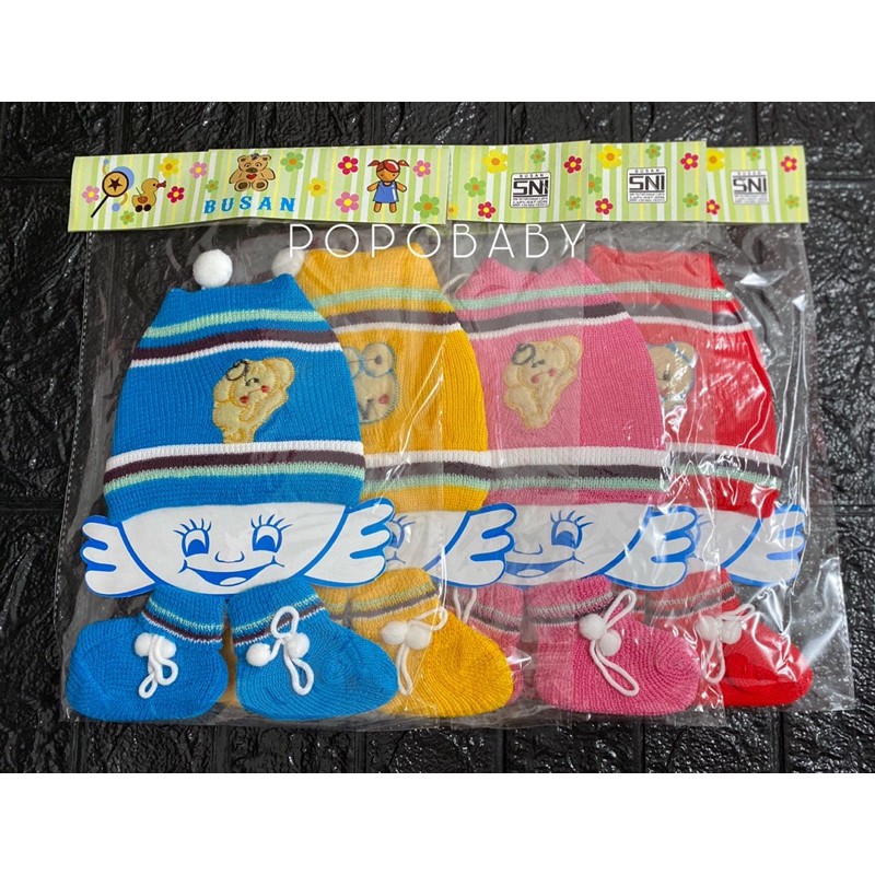 Topi Rajut Bayi Set Kaos Kaki (SNI)/ TOPI RAJUT BAYI