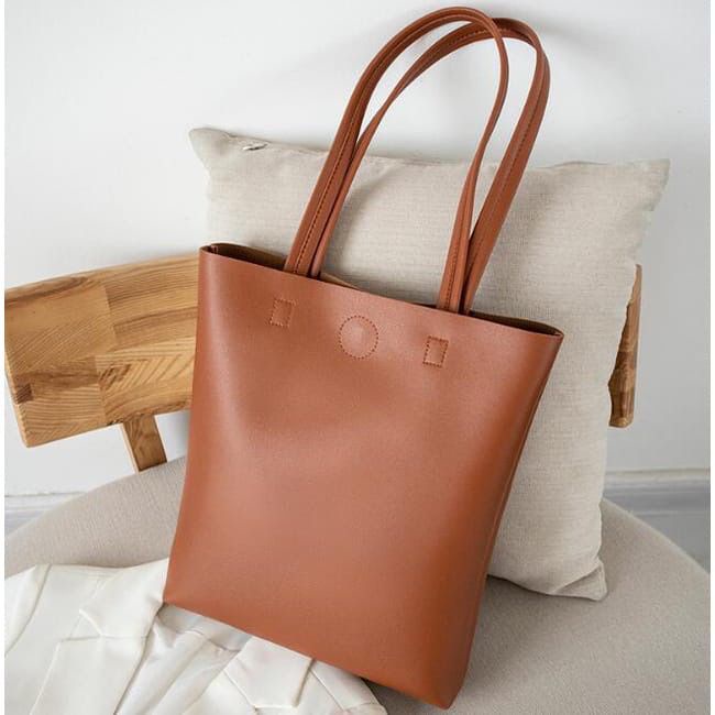 TUGUFAMILY - BISA COD - TOTEBAG POLOS KULIT SINTETIS UK. 32X28 CM WARNA HITAM, ABU, COKLAT, KREM | TOTEBAG KERJA, KULIAH, SEKOLAH, TRAVELING | TOTEBAG POLOS LUCU DAN UNIK IMPORT