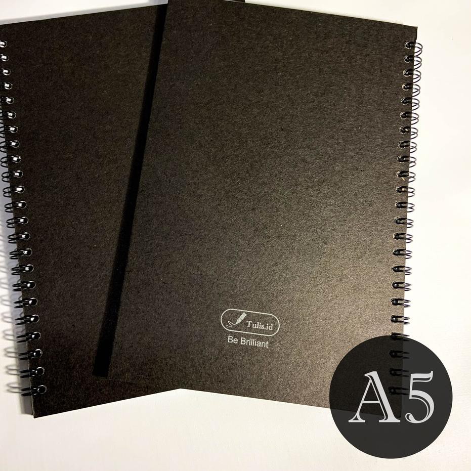 

Ready KFK [Tulis.Id] Basic White Paper Charcoal Black Spiral Notebook A5 Blank Grid Dotted Ruled Buk