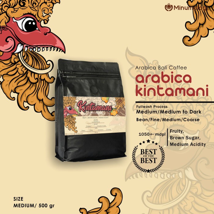 

Arabika Roasted bean / biji kopi 500 gram for Business - Kintamani - Medium roast, Bean/Biji