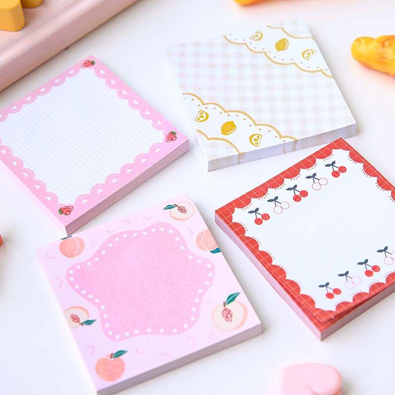 80 Lembar Sticky Notes Motif Buah Lucu Portable Untuk Stationery Sekolah / Kantor