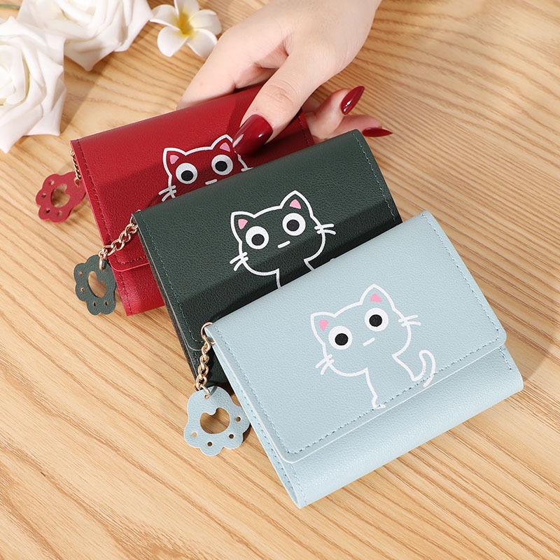 Dompet wanita Mini Imut Dompet wanita motif Kucing D117W