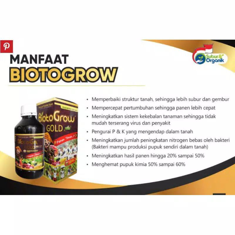 Biotogrow gold 1 LITER Organik + ZPT TMT ASLI 100%