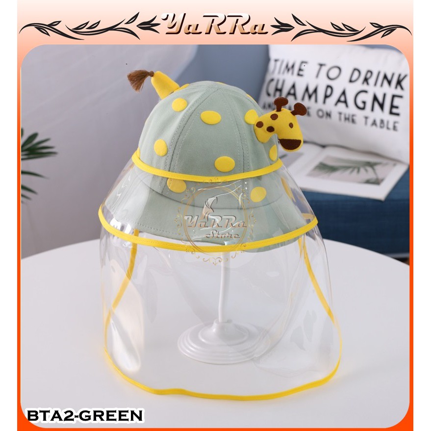 TOPI ANAK BUCKET PEREMPUAN BUCKET LAKI LAKI MOTIF JERAPAH PELINDUNG WAJAH ANTI VIRUS BTA-BTA2-GREEN