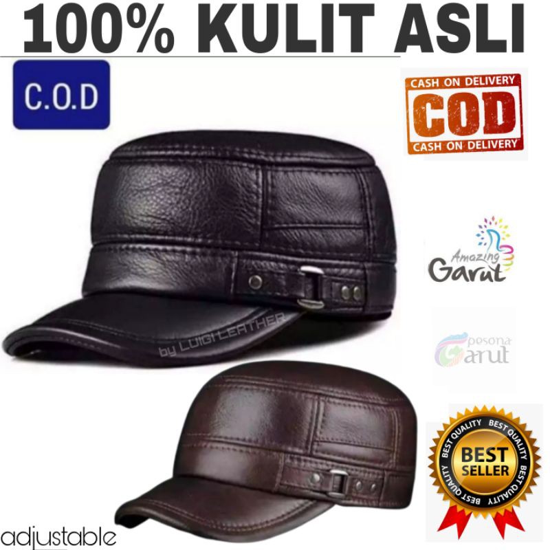 [COD] Topi Pria Komando Sailorman Kulit Kambing /Topi Komando Kulit Domba Khas Garut