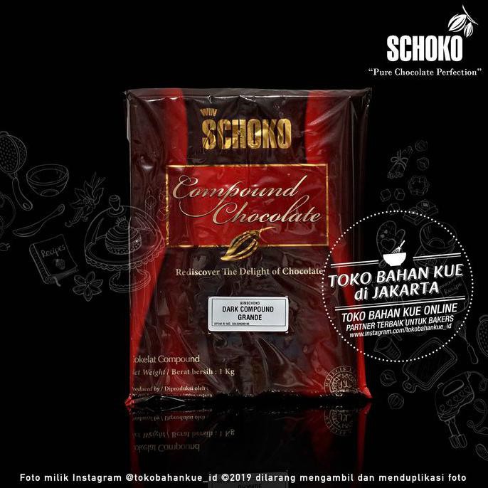 

Schoko Dark Compound Grande 1kg Chocolate Cokelat Baking Coklat Cocoa