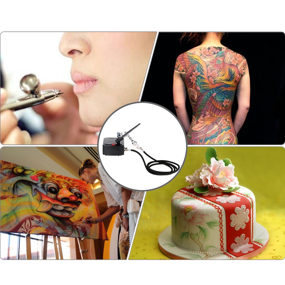 Compressor Airbrush Murah Painting Tatto Nail Art with Spray Gun - hitam