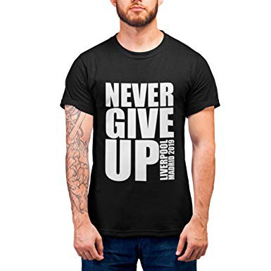 Tshirt Mohammed Salah Never Give up Liverpool Madrid 2019 - Kaos Liverpool Moh Salah-Baju Liverpool