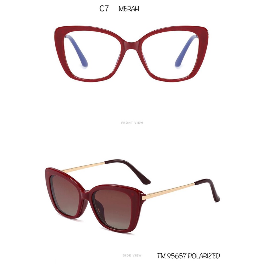 FREE PHOTOCROMIC ANTI BLUE RAY Kacamata Wanita Clip on Besi Cat Eye Cateye Mata Kucing 657