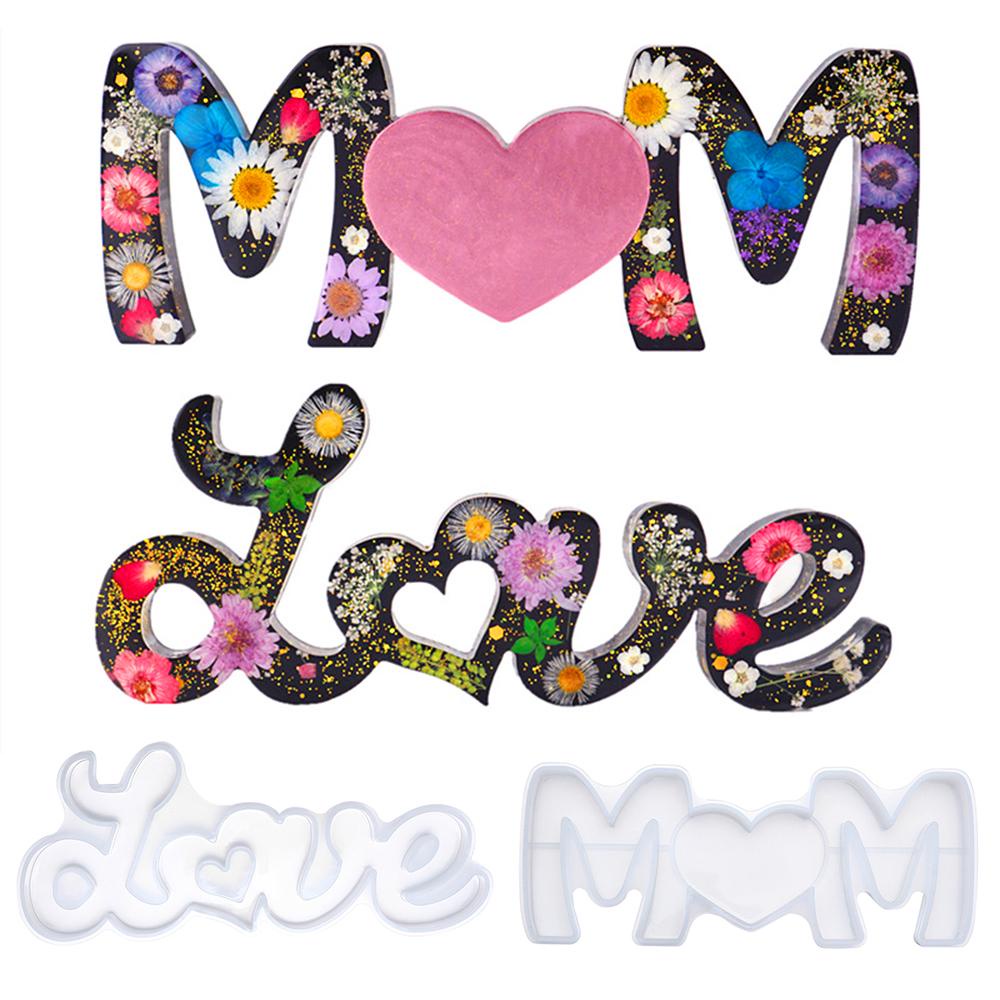 Cetakan Resin Huruf SOLIGHTER LOVE Mother's Day Resin Kerajinan Tangan Casting Molds