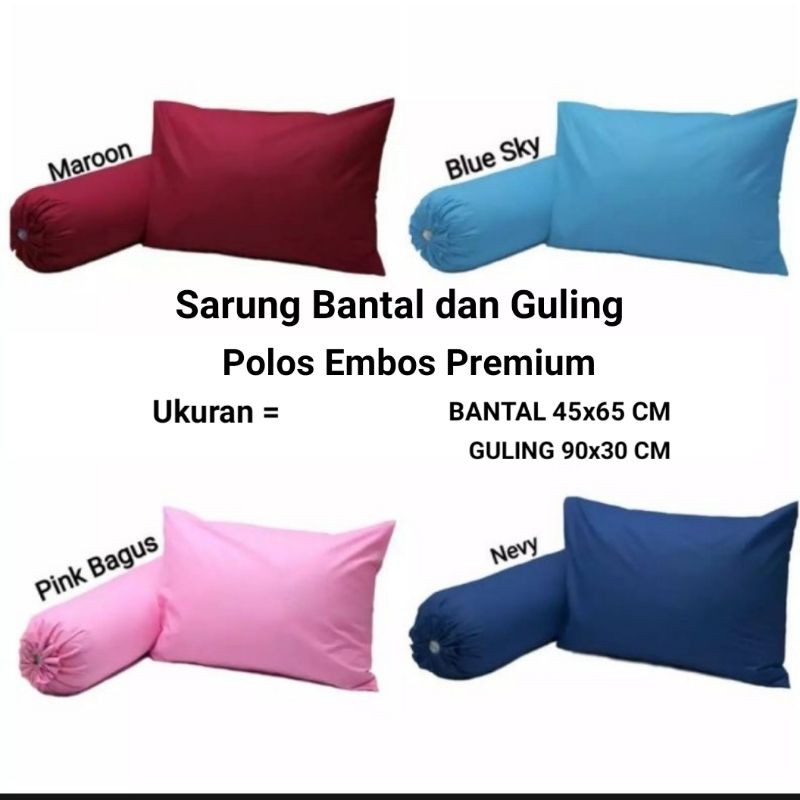 Sarung Bantal Guling Set Polos Embos Premium Urung Bantal Guling