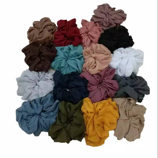 Ikat Rambut Korea Scrunchie Ukuran Jumbo Bisa Pilih Warna Bahan Polycotton Grade A