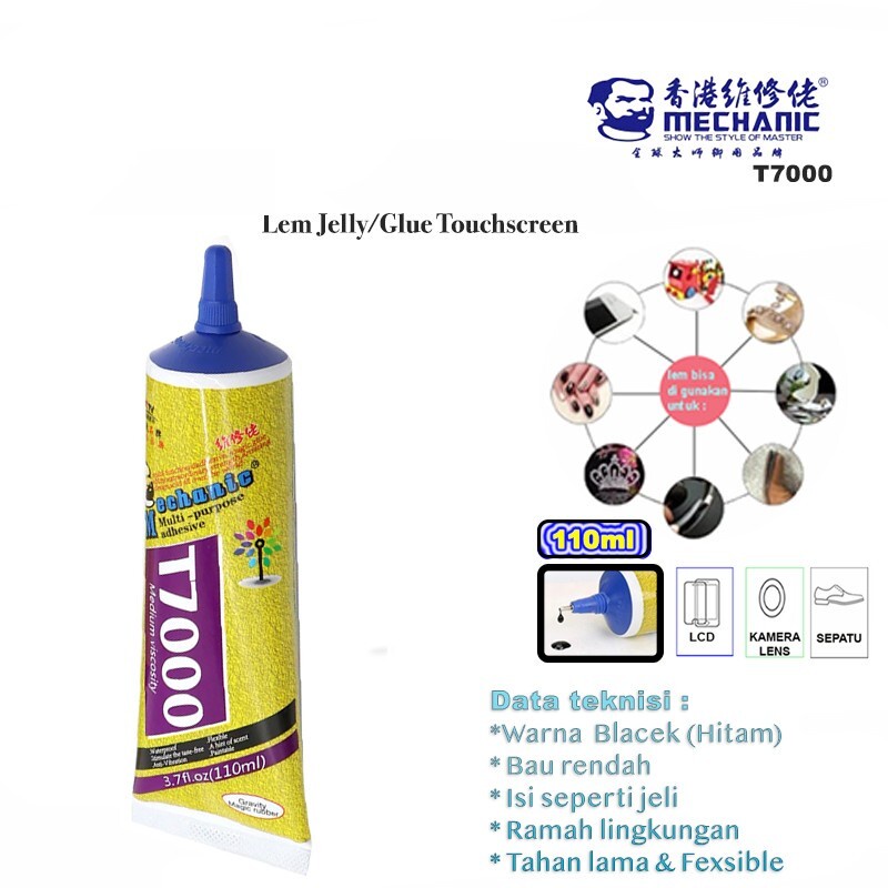 

MECHANIC T7000 110ML Lem Jelly/Glue Touchscreen/Lcd Black Original