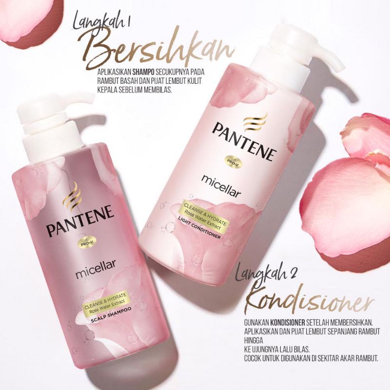 Pantene Micellar Rose Water Shampoo + Conditioner 300ml Detox &amp; Moisturize