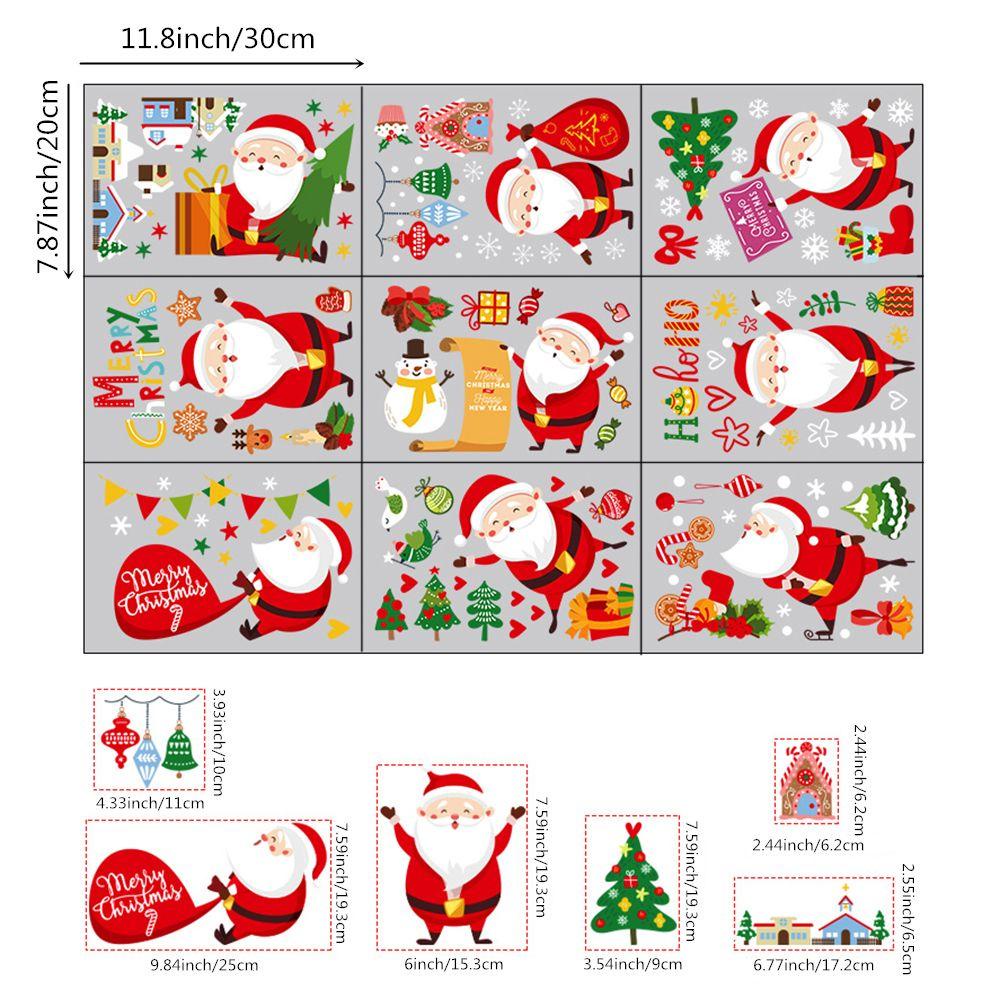 Populer 9lembar/Set Jendela Stiker Statis Jendela Toko Hadiah Removable DIY Xmas Ornamen