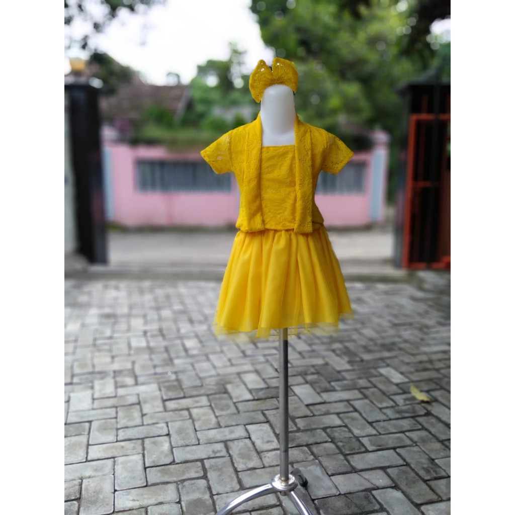 TUTU DRESS ANAK 5-7 TAHUN WARNA KUNING {READY STOK}