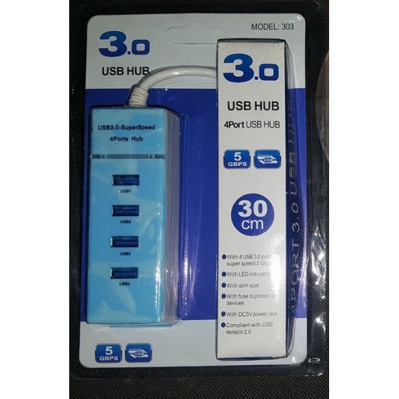 USB HUB 3.0 4 PORT KOTAK MINIMALIS  LED HIGH SPEED