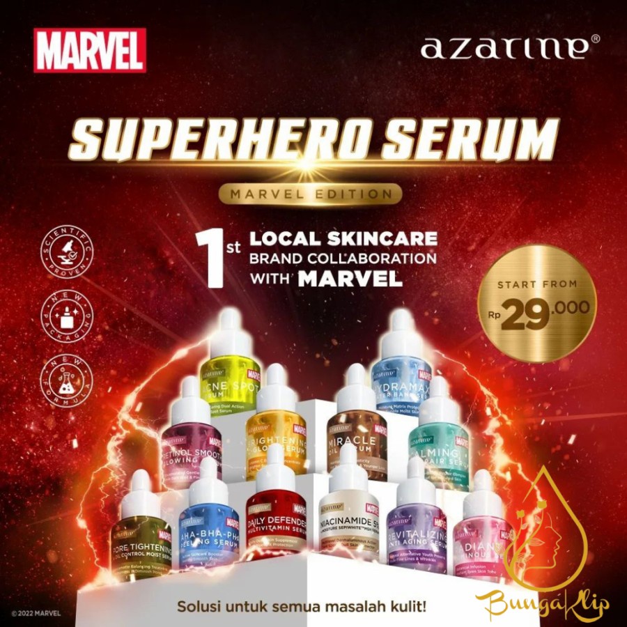 AZARINE Superhero Serum Marvel Edition 20ml | Face Serum | Brightening | Acne Dark Spot | Exfoliating | BPOM