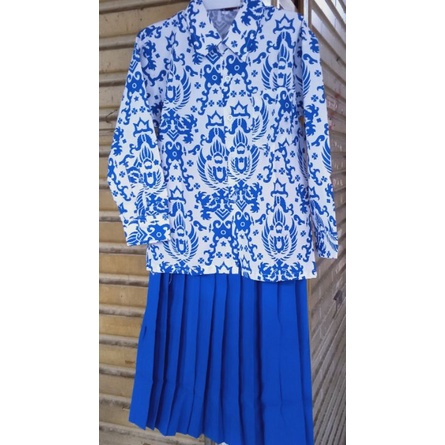 kemeja batik Garuda biru,hijau, seragam sekolah anak paud,TK batik Garuda panjang