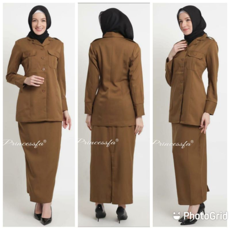 seragam pemda wanita princessfa/ seragam pns kheki tua wanita/ blezer pdh kheki tua princessfa/ baju