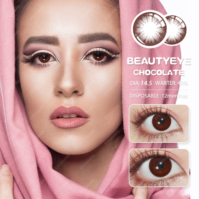 Menyinarimu【COD】2022 New Mata Besar Alami Chocolate Softlens Lensa wanita antik  Mata Penuh Gaya Dan Cantik Softlens Warna Sederhana Dan Canggih Lensa Kontak Soflen 14.5mm Minus0.00 Dubai Import Premium Black Seri Warna Mata Lensa