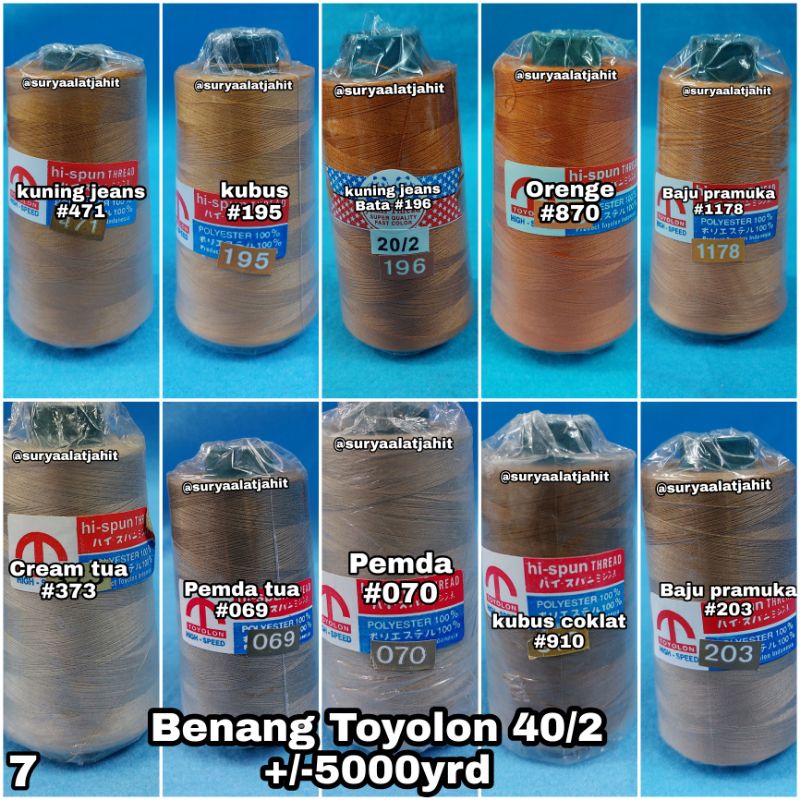 🅱️Benang Toyolon 40/2 5000y (1wrn@1/2lsn) =rp.76.500/6pcs