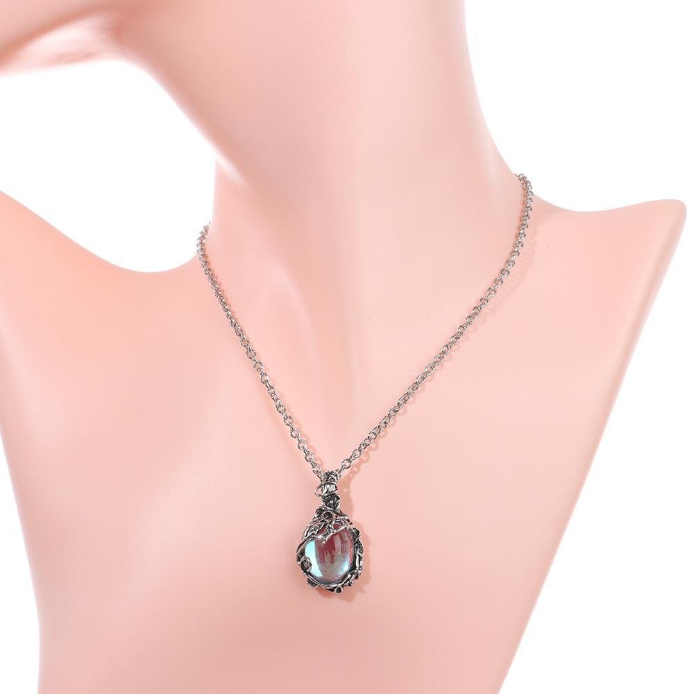 Nanas Moonstones Bunga Kalung Vintage Pesta Cocktail Hari Valentine Klavikula Kalung