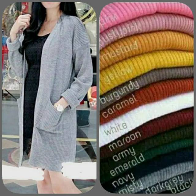 Cardigan wanita l Sweater Rajut l Pakaian Rajut Wanita l Rajut Outwear #rajutmurah longkardy BELLE