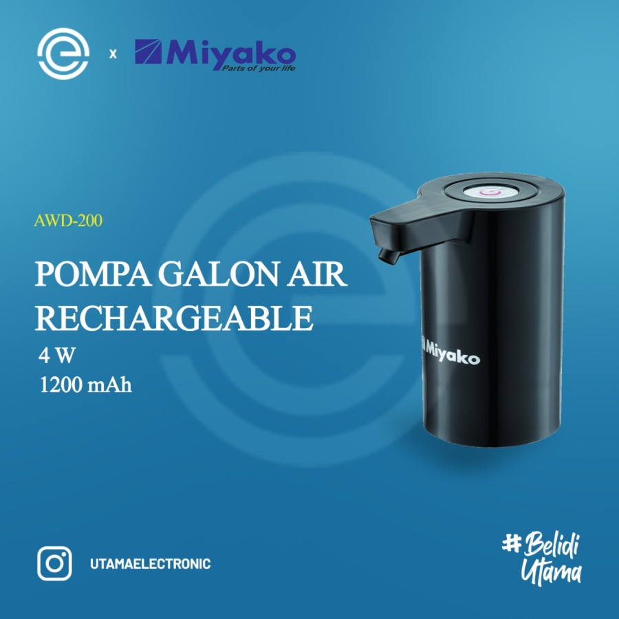 MIYAKO Pompa Galon Air Rechargeable AWD-200 - Hitam