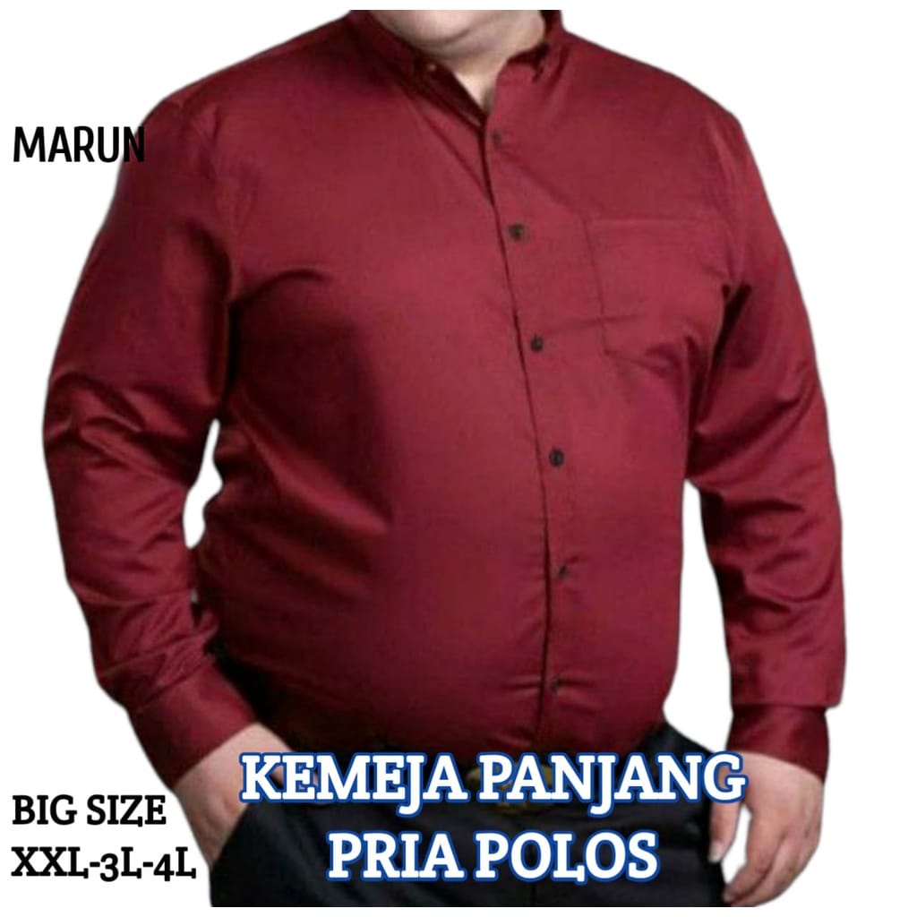 KEMEJA HARIAN PRIA PANJANG POLOS BIG SIZE XXL - 3L - 4L - 5L