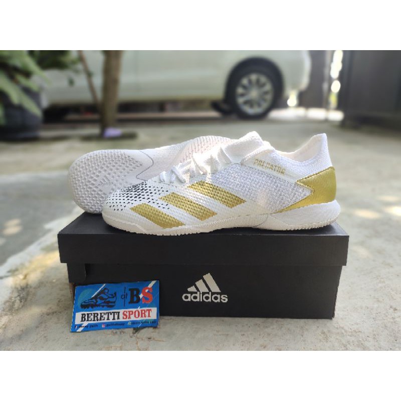 Sepatu Futsal Adidas predator 20.3 Low in white gold