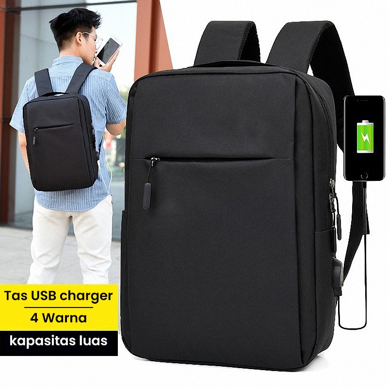 Highland Tas Ransel Pria USB Charger  Anti Air Waterproof Tas Sekolah Tas Punggung Laptop Unisex TR206